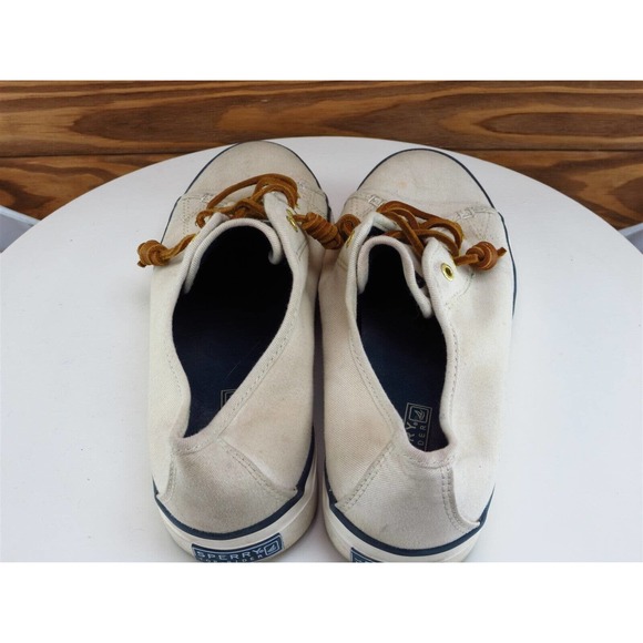 SPERRY Size 8.5 Boat Shoe‎ Beige Fabric Medium Lace Up Women - Picture 8 of 11